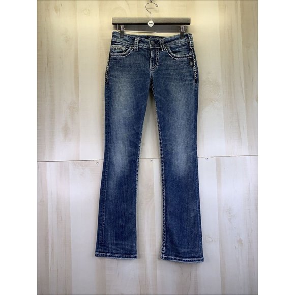 Silver Jeans Suki 17” Distressed Bootcut Denim Womens Jeans 26/33-9847 - Picture 1 of 9